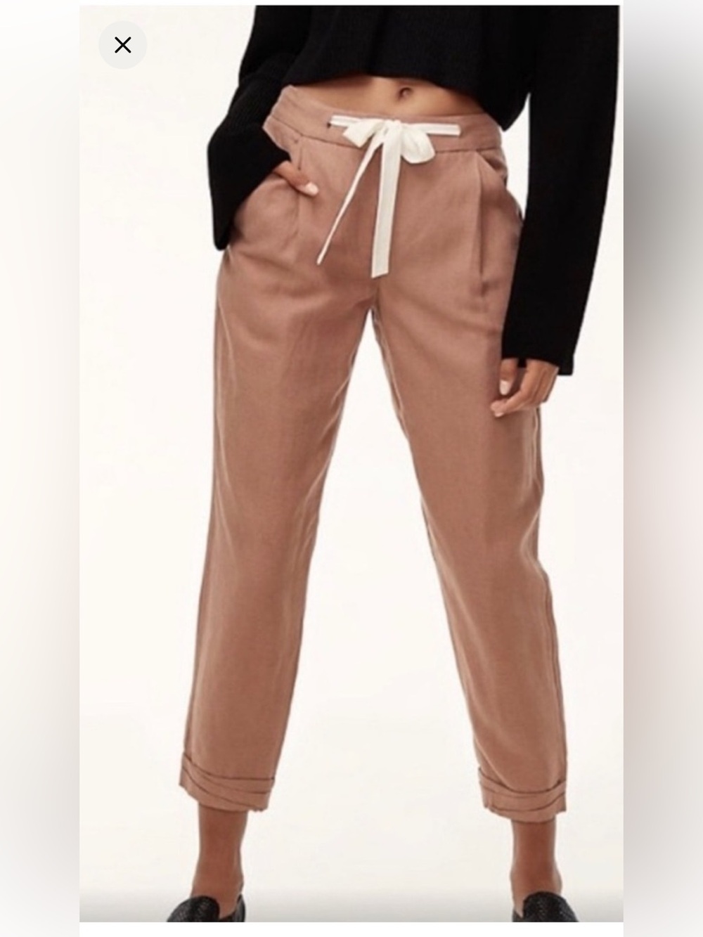 Wilfred With Linen Allant Dusty Mauve Crop Trouser Tie Waist Button Fly size 4